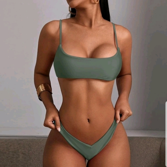 Other - Shein solid green Bikini Swimsuit